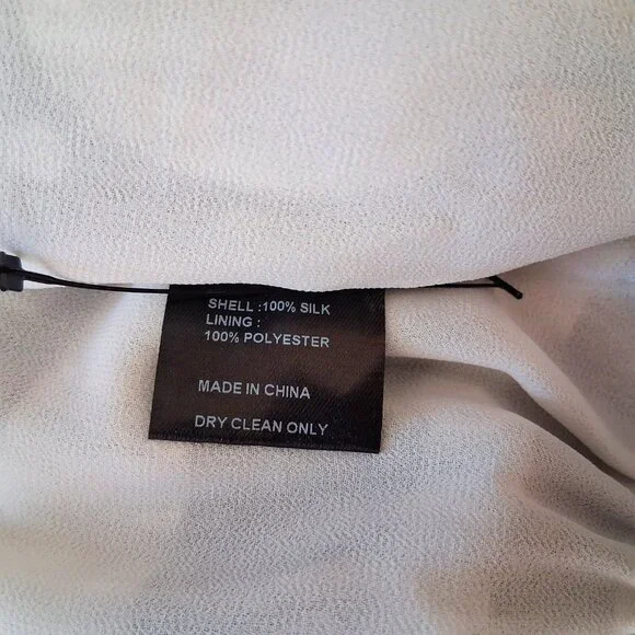 Cynthia Rowley Sicily Silk Wrap Dress Black White Smocked Waist Cap Sleeve Size - Picture 11 of 13